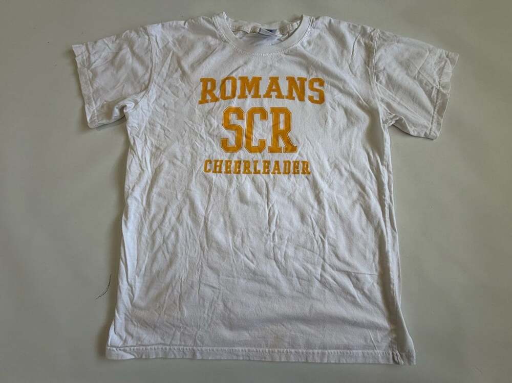 Varsity Spirit White Romans SCR Cheerleader Cotton Tee Size M